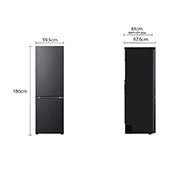 LG מקרר מקפיא תחתון 344 ליטר, LinearCooling™‎, ‏DoorCooling+™‎,‏ ‎‏FRESHConverter™‎, dimension image, GR-344SD, thumbnail 2