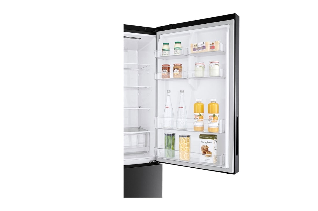 LG מקרר מסוג מקפיא-תחתון בעל טכנולוגיית Door Cooling+™‎ וקיבולת של 462 ליטר בגימור שחור מט, freezer door open view, R-2B479B, thumbnail 7