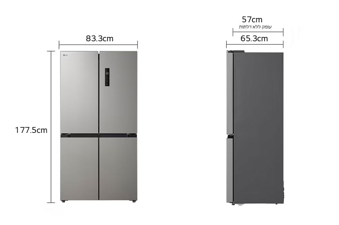 LG מקרר 4 דלתות בנפח 474 ליטר, Dimension, GR-B470BE, thumbnail 2