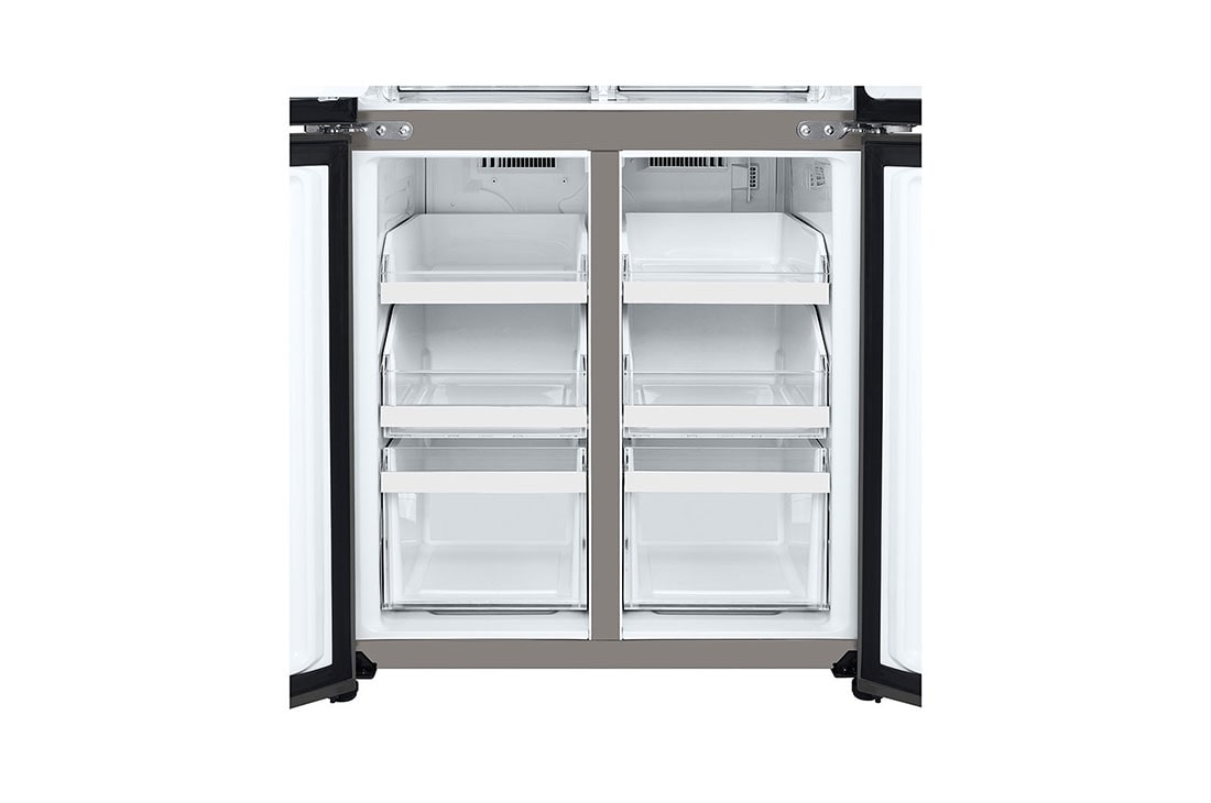 LG 530 ליטר, מקרר בעל דלת צרפתית, בצבע Prime Silver, 'מבט קדמי חלק תחתון פתוח, GR-B628BE, thumbnail 7