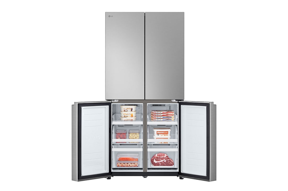 LG 530 ליטר, מקרר בעל דלת צרפתית, בצבע Prime Silver, מבט קדמי חלק תחתון פתוח, GR-B628BE, thumbnail 10