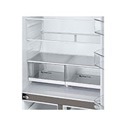 LG 530 ליטר, מקרר בעל דלת צרפתית, בצבע Prime Silver, 'מבט קדמי חלק תחתון פתוח, GR-B628BE, thumbnail 6