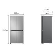 LG 530 ליטר, מקרר בעל דלת צרפתית, בצבע Prime Silver, Dimension, GR-B628BE, thumbnail 2