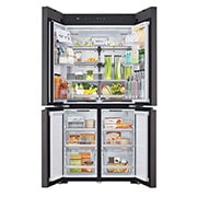 LG מקרר™InstaView עם טכנולוגיית MoodUP®‎ בעל דלתות לד במגוון צבעים ונפח של 617 ליטרים, דלתות צרפתיות, Fron open with food, R-4D760MDUP, thumbnail 3