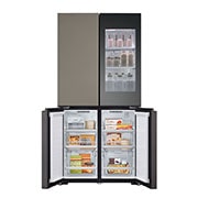 LG מקרר™InstaView עם טכנולוגיית MoodUP®‎ בעל דלתות לד במגוון צבעים ונפח של 617 ליטרים, דלתות צרפתיות, Bottom door open with food, R-4D760MDUP, thumbnail 9