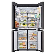 LG מקרר™InstaView עם טכנולוגיית MoodUP®‎ בעל דלתות לד במגוון צבעים ונפח של 617 ליטרים, דלתות צרפתיות, Front all door open with food, R-4D760MDUP, thumbnail 14