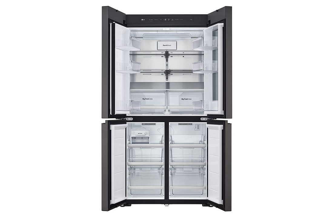 LG מקרר™InstaView עם טכנולוגיית MoodUP®‎ בעל דלתות לד במגוון צבעים ונפח של 617 ליטרים, דלתות צרפתיות, Front all door open, R-4D760MDUP, thumbnail 4