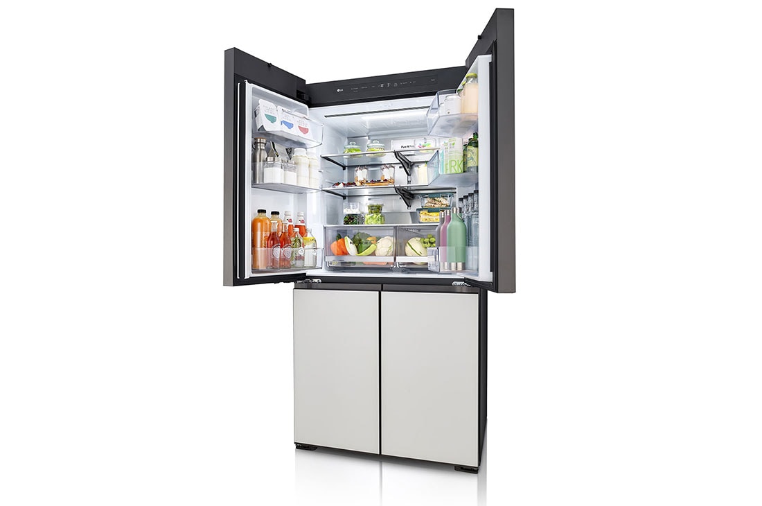 LG מקרר™InstaView עם טכנולוגיית MoodUP®‎ בעל דלתות לד במגוון צבעים ונפח של 617 ליטרים, דלתות צרפתיות, Side view door open, R-4D760MDUP, thumbnail 10