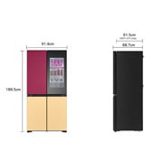 LG מקרר™InstaView עם טכנולוגיית MoodUP®‎ בעל דלתות לד במגוון צבעים ונפח של 617 ליטרים, דלתות צרפתיות, Dimension image, R-4D760MDUP, thumbnail 2