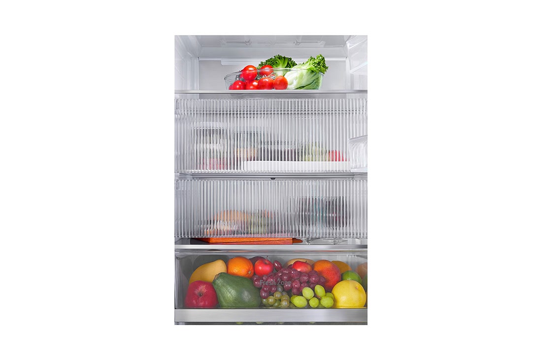LG מקרר עם מקפיא תחתון InstaView™‎ בנפח 349 ליטר גימור פלדה שחורה יוקרתי, Vegetable box, R-2B394BINS, thumbnail 7
