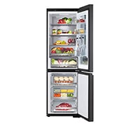 LG מקרר עם מקפיא תחתון InstaView™‎ בנפח 349 ליטר גימור פלדה שחורה יוקרתי, Front open with food, R-2B394BINS, thumbnail 3