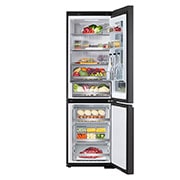 LG מקרר עם מקפיא תחתון InstaView™‎ בנפח 349 ליטר גימור פלדה שחורה יוקרתי, Front with food, R-2B394BINS, thumbnail 11