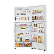 LG המקפיא העליון החדש של LG עם ™Smart Inverter וטכנולוגיית ™LINEAR Cooling בנפח 612 ליטר, front open with food view, GR-T69L622W, thumbnail 3