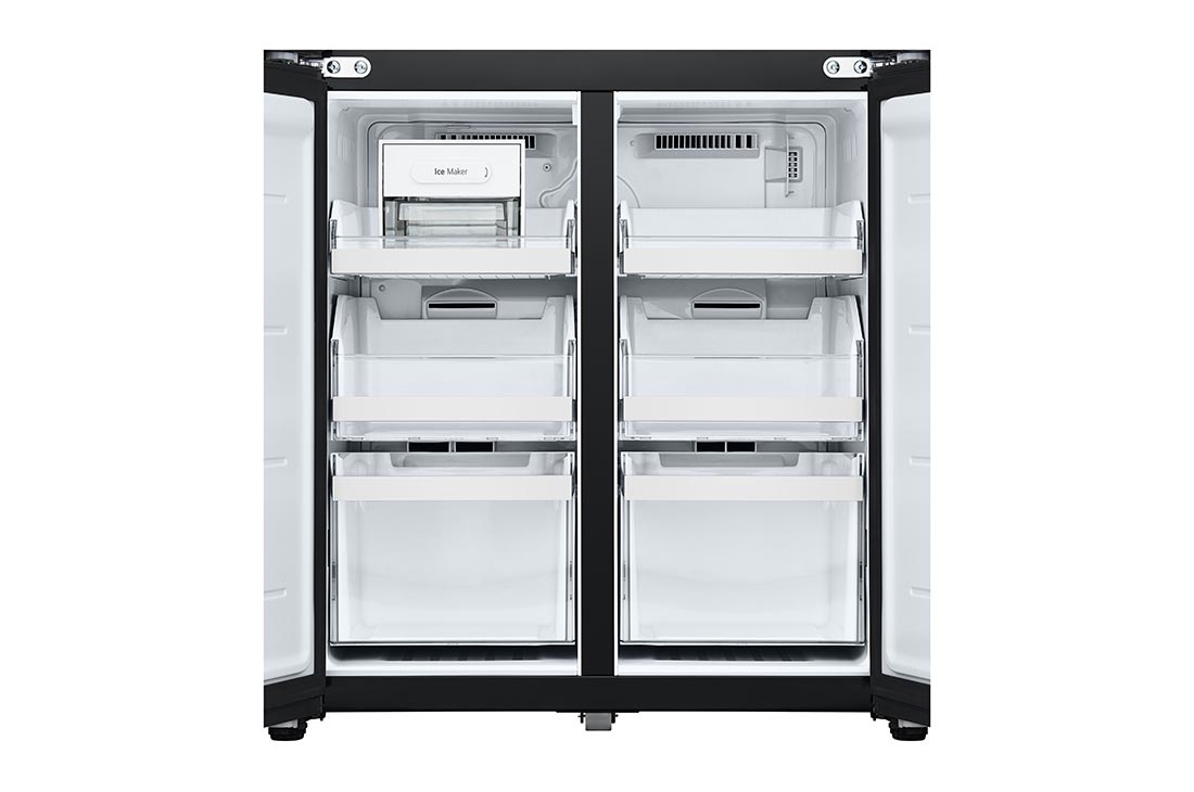 LG מקרר ארבע דלתות בקו אפס עם גימור זכוכית שחורה, בנפח 503 ליטר, Bottom view, GR-4D635BG, thumbnail 5