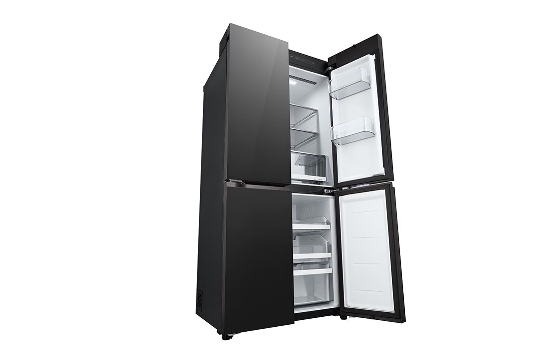 LG מקרר ארבע דלתות בקו אפס עם גימור זכוכית שחורה, בנפח 503 ליטר, Perspective view, GR-4D635BG, thumbnail 10