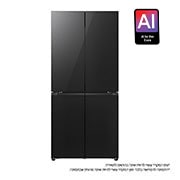 LG מקרר ארבע דלתות בקו אפס עם גימור זכוכית שחורה, בנפח 503 ליטר, Front view, GR-4D635BG, thumbnail 1
