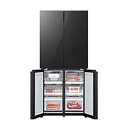 LG מקרר ארבע דלתות בקו אפס עם גימור זכוכית שחורה, בנפח 503 ליטר, Front bottom open with content, GR-4D635BG, thumbnail 11