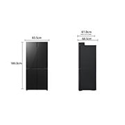 LG מקרר ארבע דלתות בקו אפס עם גימור זכוכית שחורה, בנפח 503 ליטר, dim, GR-4D635BG, thumbnail 2