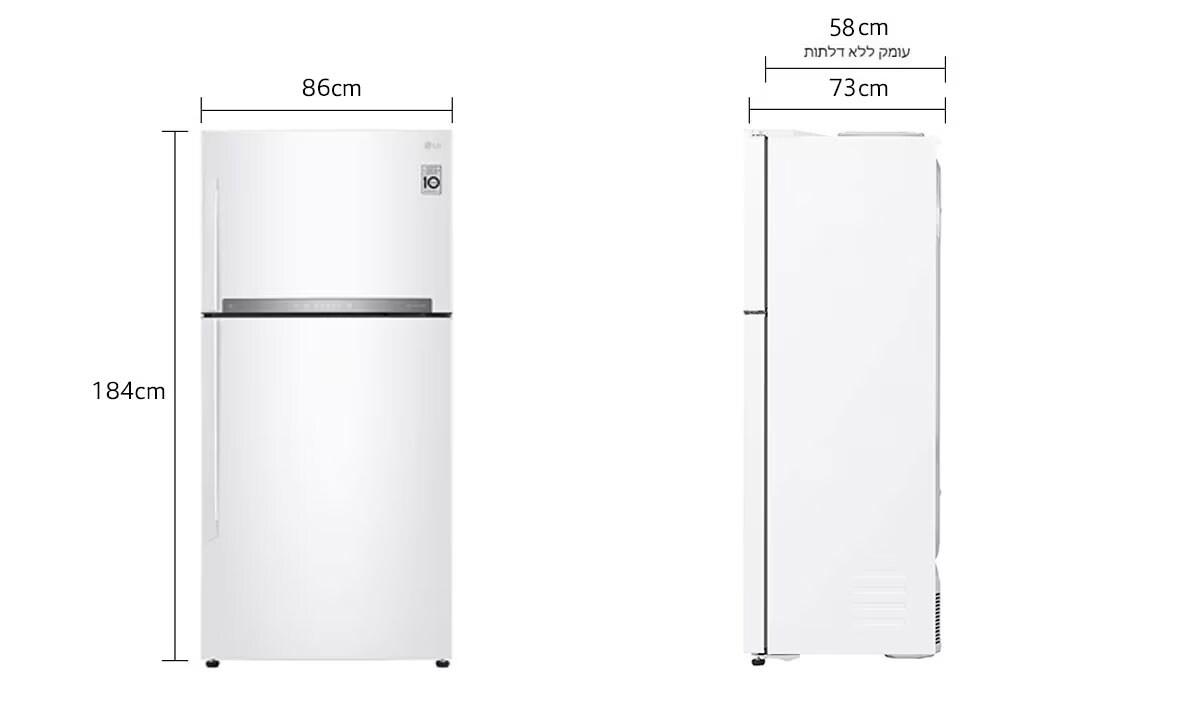 מקרר מקפיא עליון לבן דגם LG  GR-M6981WE  Mark Shop