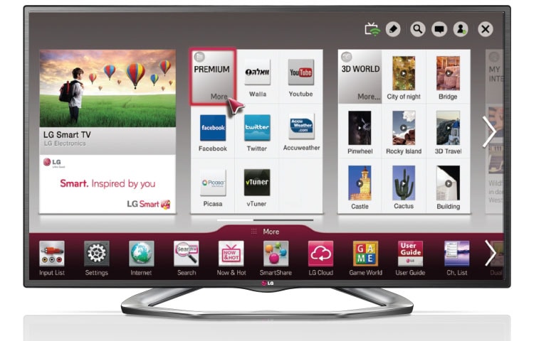 LG מסך 60 אינץ' LED SMART 3D, 60LA621Y