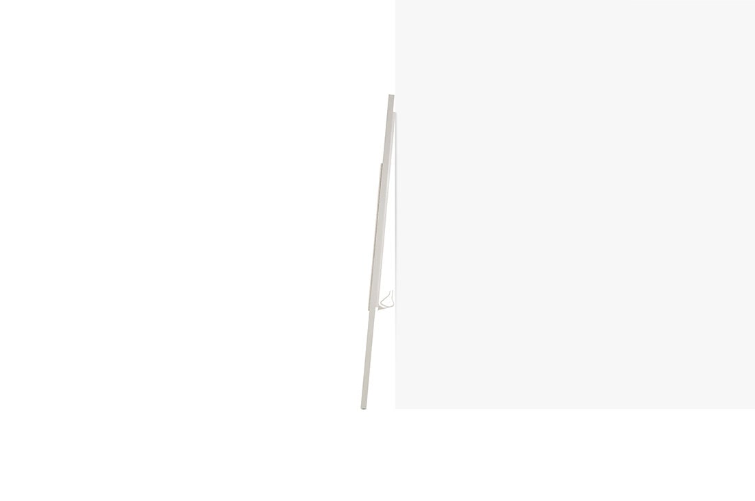 LG OLED Evo | קולקציית Object 65” Easel, ניתן לראות את Easel מהצד בפס תצוגה, כשהיא נשענת לכיוון הקיר., 65ART90E6QA, thumbnail 9