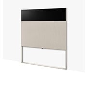 LG OLED Evo | קולקציית Object 65” Easel, ניתן לראות את Easel מלפנים עם פס תצוגה, בזווית קלה לשמאל כשהיא מותקנת בקו אחד עם הקיר., 65ART90E6QA, thumbnail 4