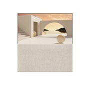 LG OLED Evo | קולקציית Object 65” Easel, ניתן לראות את Easel מלפנים בתצוגה מלאה, ובמסך מוצגת תמונה של ארכיטקטורה בצבע בז‘., 65ART90E6QA, thumbnail 5