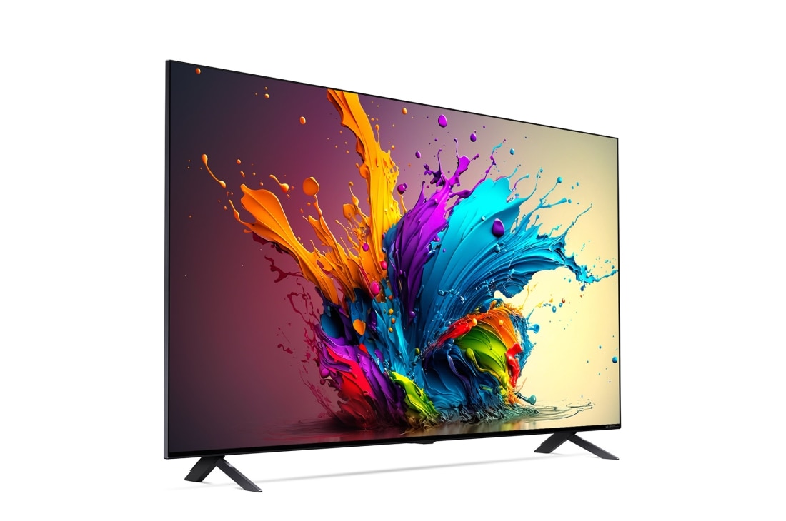 LG 65 אינץ' LG QNED MiniLED AI QNED90  , טלוויזיה חכמה 4K עם מעבד בינה מלאכותית אלפא 8, פאנל 120Hz,שלט חכם, HDR10 ו-webOS24, ‏2024, מבט בזווית צדדית קלה משמאל על טלוויזיית LG QNED מסדרת QNED90, 65QNED90T6A, thumbnail 3