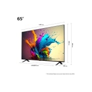 LG 65 אינץ' LG QNED MiniLED AI QNED90  , טלוויזיה חכמה 4K עם מעבד בינה מלאכותית אלפא 8, פאנל 120Hz,שלט חכם, HDR10 ו-webOS24, ‏2024, מבט קדמי על טלוויזיית LG QNED מסדרת QNED90, 65QNED90T6A, thumbnail 2