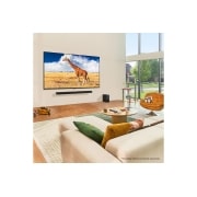 LG 65 אינץ' LG QNED MiniLED AI QNED90  , טלוויזיה חכמה 4K עם מעבד בינה מלאכותית אלפא 8, פאנל 120Hz,שלט חכם, HDR10 ו-webOS24, ‏2024, תקריב על הקצה העליון של טלוויזיית LG QNED ‏מסדרת QNED90, 65QNED90T6A, thumbnail 6