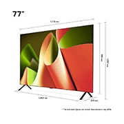 LG 77 אינץ' LG OLED AI B4 טלוויזיה חכמה 4K עם מעבד בינה מלאכותית אלפא 8, שלט חכם, דולבי ויז'ין webOS24, ‏2024, dimensions view, OLED77B46LA, thumbnail 2