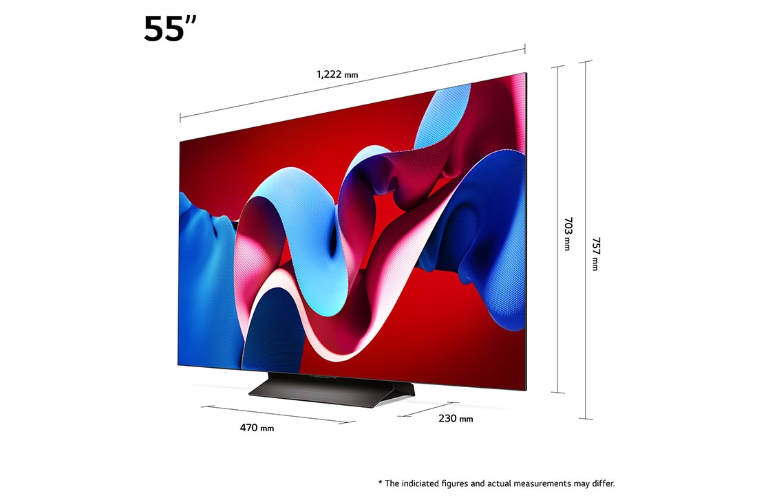 LG 55 אינץ' LG OLED evo AI C4 טלוויזיה חכמה 4K עם מעבד בינה מלאכותית אלפא 9 דור 7, שלט חכם, דולבי ויז'ין webOS24, ‏2024 , dimension image, OLED55C46LA, thumbnail 2