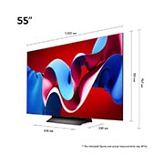 LG 55 אינץ' LG OLED evo AI C4 טלוויזיה חכמה 4K עם מעבד בינה מלאכותית אלפא 9 דור 7, שלט חכם, דולבי ויז'ין webOS24, ‏2024 , dimension image, OLED55C46LA, thumbnail 2