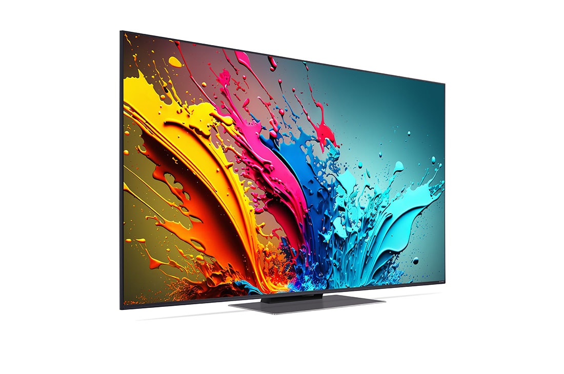 LG טלוויזיה חכמה LG QNED evo AI MiniLED QNED86 4K 120Hz ‏‏בגודל 55 אינץ', עם AI Magic remote ו-webOS25 ‏2025, מבט צד עם זווית קלה הפונה שמאלה של LG QNED TV, QNED86, 55QNED86T6A, thumbnail 3