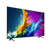 LG 65 אינץ' LG QNED AI QNED80  , טלוויזיה חכמה 4K עם בינה מלאכותית, שלט חכם, HDR10 ו-webOS24, ‏2024, מבט בזווית צדדית קלה משמאל על טלוויזיית LG QNED מסדרת QNED80, 65QNED80T6B, thumbnail 3