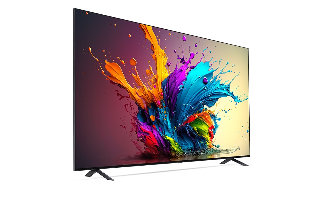 LG 75 אינץ' LG QNED MiniLED AI QNED90  , טלוויזיה חכמה 4K עם מעבד בינה מלאכותית אלפא 8, פאנל 120Hz ,שלט חכם, HDR10 ו-webOS24, ‏2024, מבט בזווית צדדית קלה משמאל על טלוויזיית LG QNED מסדרת QNED, 75QNED90T6A, thumbnail 3