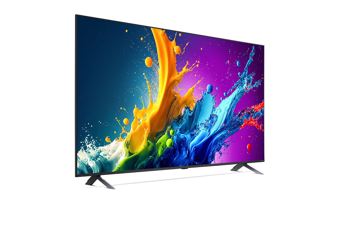 LG 55 אינץ' LG QNED AI QNED80  , טלוויזיה חכמה 4K עם בינה מלאכותית, שלט חכם, HDR10 ו-webOS24, ‏2024, מבט בזווית צדדית קלה משמאל על טלוויזיית LG QNED מסדרת QNED80, 55QNED80T6B, thumbnail 3