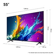 LG 55 אינץ' LG QNED AI QNED80  , טלוויזיה חכמה 4K עם בינה מלאכותית, שלט חכם, HDR10 ו-webOS24, ‏2024, dimension image, 55QNED80T6B, thumbnail 2