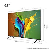 LG 98 אינץ' LG QNED AI MiniLED QNED89 , טלוויזיה חכמה 4K עם מעבד בינה מלאכותית אלפא 8, פאנל 120Hz ,שלט חכם, HDR10 ו-webOS24, ‏2024, dimension image, 98QNED89T6A, thumbnail 2