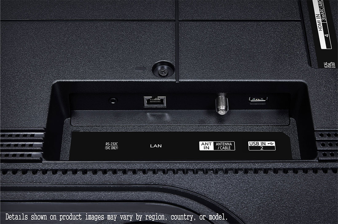 LG 98 אינץ' LG UHD UT90  , טלוויזיה חכמה 4K עם בינה מלאכותית, שלט חכם, HDR10 ו-webOS24, ‏2024, Ports view, 98UT90006LA, thumbnail 13