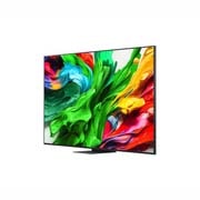 LG טלוויזיה חכמה 100 אינץ' LG QNED evo AI QNED86 ‏MiniLED 4K, תדר רענון 120Hz, שלט Magic AI, מערכת הפעלה webOS 25 ‏(דגם 2025), מבט קדמי ומבט צידי של הטלוויזיה החכמה LG QNED evo AI QNED86 4K המציגים את ממדי האורך, הרוחב, הגובה והעומק., 100QNED86A6, thumbnail 4