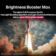 LG טלוויזיה חכמה LG OLED evo AI G5 4K 120Hz בגודל ‏97 אינץ', עם AI Magic remote ו-webOS25 ‏2025 , מעבורת חלל משוגרת מהקרקע. הסצנה מפוצלת באמצע כשחצי צד מהתמונה מעט כהה יותר ועמום יותר. החצי השני מראה כיצד פיצוץ הרקטה בהיר להפליא, ומדגים עד כמה בהירה יכולה להיות חזות התמונה על מסך ה-LG OLED TV עם ה, OLED97G56LA, thumbnail 6