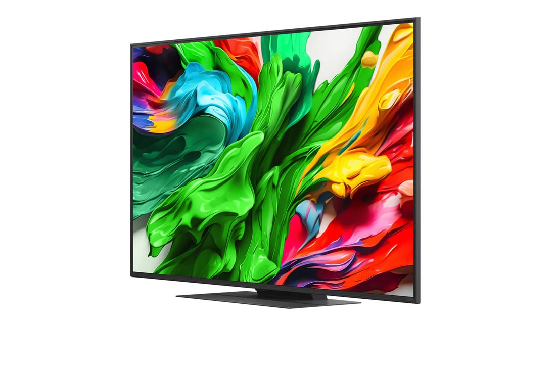 LG טלוויזיה חכמה 55 אינץ' LG QNED evo AI QNED86 ‏MiniLED 4K, תדר רענון 120Hz, שלט Magic AI, מערכת הפעלה webOS 25 ‏(דגם 2025), מבט קדמי ומבט צידי של הטלוויזיה החכמה LG QNED evo AI QNED86 4K המציגים את ממדי האורך, הרוחב, הגובה והעומק., 55QNED86A6A, thumbnail 4