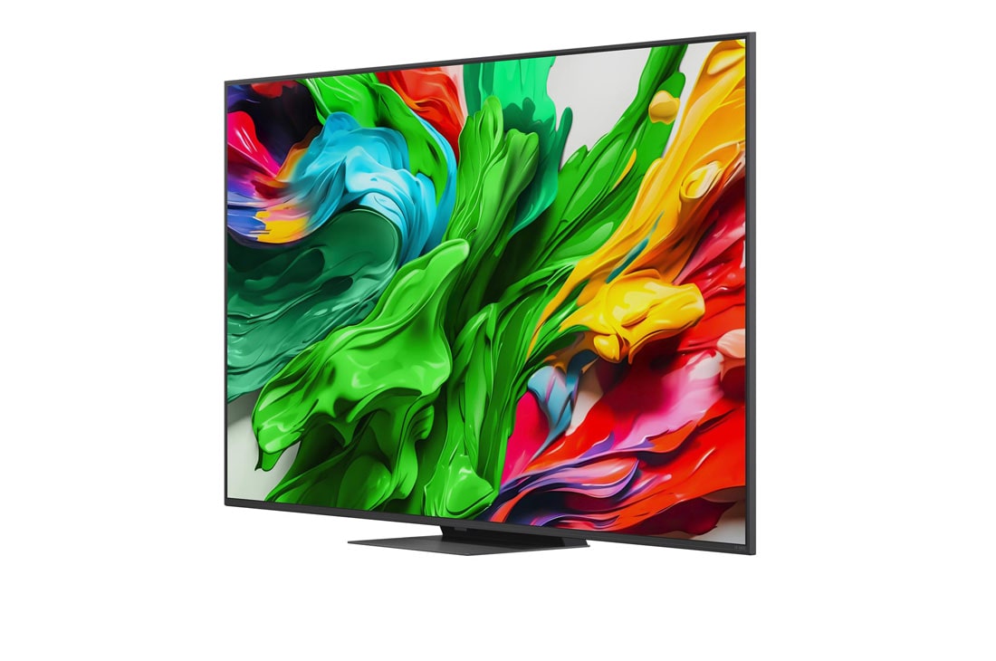 LG טלוויזיה חכמה 65 אינץ' LG QNED evo AI QNED86 ‏MiniLED 4K, תדר רענון 120Hz, שלט Magic AI, מערכת הפעלה webOS 25 ‏(דגם 2025), מבט קדמי ומבט צידי של הטלוויזיה החכמה LG QNED evo AI QNED86 4K המציגים את ממדי האורך, הרוחב, הגובה והעומק., 65QNED86A6A, thumbnail 4