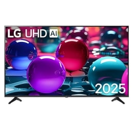 מבט קדמי של QNED80 TV ‏LG, לוגו LG QNED Al בפינה העליונה. LG QNED TV מתארת ​​מרקמים צבעוניים בדומה לציור המתחברים יחד.2