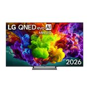 LG טלוויזיה חכמה LG QNED evo AI Mini LED QNED90 4K 2026 85 אינץ', מבט על חזית טלוויזיית LG QNED evo AI Mini LED QNED90, שיצאה לשוק בשנת 2026, ממלאת את המסך בהתפרצויות מלאות חיים ונוזליות של תנועה רב-צבעית, דמוית צבע, בעוד עננים צפופים של צבעים המשתלבים בצורה חלקה על, 85QNED93B6A, thumbnail 1
