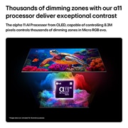 LG 100 אינץ' טלוויזיה חכמה LG Micro RGB evo AI MRGB95 4K 2026 , טלוויזיית LG Micro RGB evo AI MRGB95 עם Micro Dimming Ultra מציגה סצנה תת ימית מלאת חיים עם הפרדת צבעים מדויקת על פני למעלה מ-8.3 מיליון פיקסלים, ומשופרת באמצעות אלפי אזורי עמעום המונעים על ידי מעבד a, 100MRGB95B6, thumbnail 8