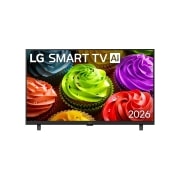 LG 32 inch LG SMART TV AI LB65 FHD 2026, תצוגת חזית של טלוויזיה חכמה LG SMART TV AI LB65 FHD, שהושקה בשנת 2026, ממלאת את המסך עם תקריב של עוגות קאפקייק צבעוניות, המדגישה את הציפוי החלק, הצבעים המגוונים ופרטי שטח ברורים על פני התצוגה כולה., 32LB650B6LA, thumbnail 1