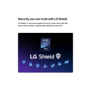 LG 32 inch LG SMART TV AI LB65 FHD 2026, LG Shield, המיושם בטלוויזיה החכמה LG SMART TV AI LB65 FHD, מוצג עם לוגו LG Shield במרכז, סמלי אבטחה מתחת ואות הצטיינות של פרסי החדשנות CES 2026 מעל, המסמלים הגנה על נתונים ועל המערכת., 32LB650B6LA, thumbnail 7