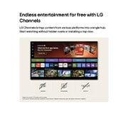 LG 98 אינץ', טלוויזיה חכמה LG NANO 4K UHD AI NU85 2026, מסך הבית של טלוויזיית LG NANO 4K UHD AI NU85 מנווט אל ממשק LG Channels, עם ערוצי טלוויזיה חיים בחינם, סרטים ותוכן בלעדי. היא מדגישה גישה ישירה למאות אפשרויות בידור ללא תשלום, ללא מנוי וללא צורך בממיר., 98NU850B6LB, thumbnail 11